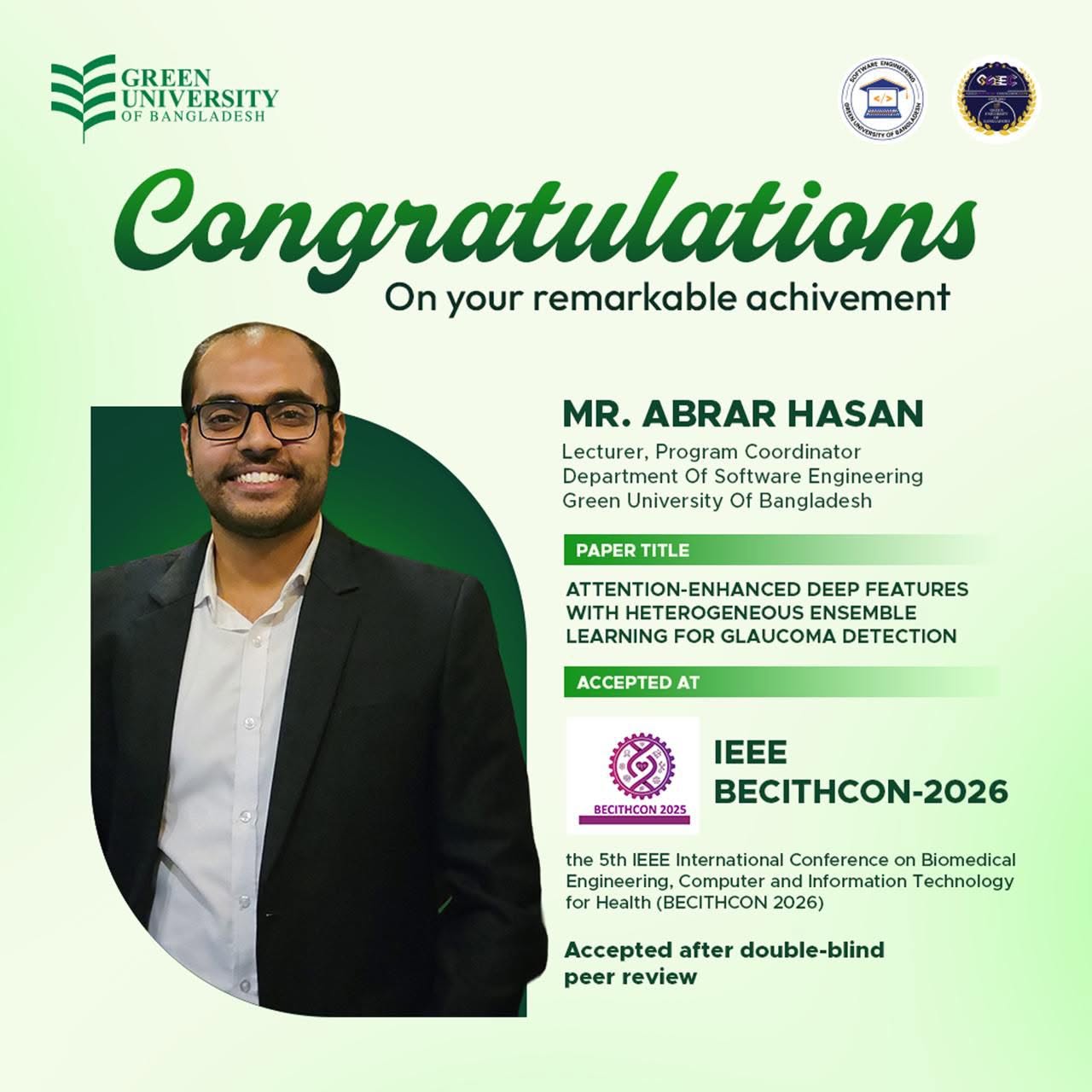 GUB Lecturer’s Research Paper Accepted at IEEE BECITHCON 2026